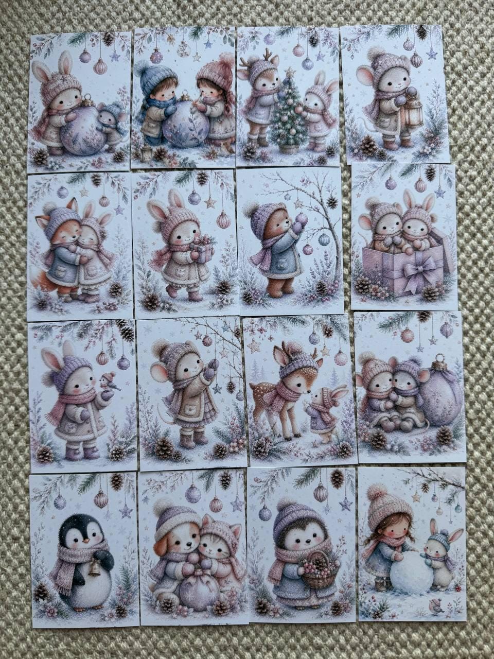 Winter Friends Stickers Set of 16, Cute Christmas Animal Stickers, Cozy Woodland Journal Stickers, Handmade in the UK, Scrapbooking