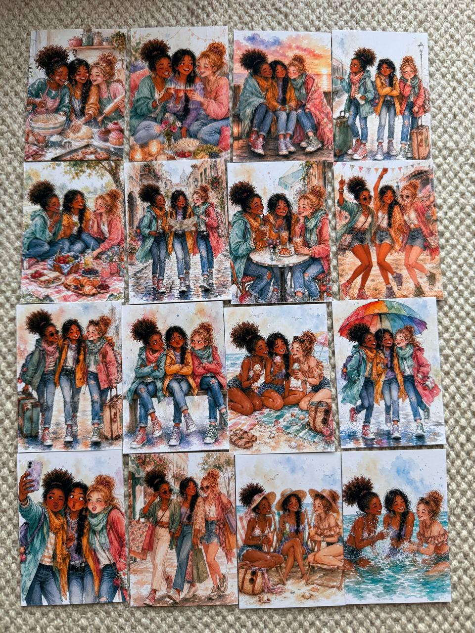 Best Friends Stickers Set of 16, Friendship Scrapbook Stickers, Girls Journal Stickers, Handmade in the UK, Planner & Junk Journal