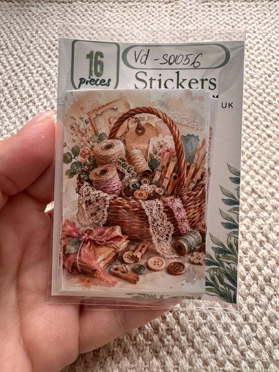 Vintage Junk Journal Stickers Set of 16, Scrapbooking Stickers, Journal Ephemera, Cottagecore Craft Stickers, Handmade UK