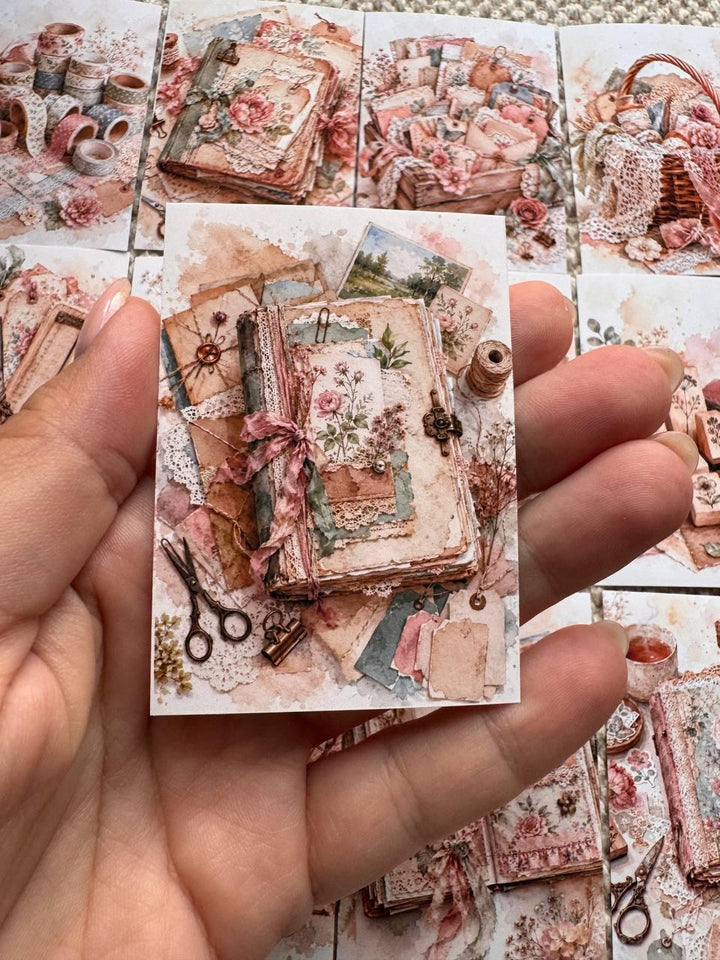 Vintage Junk Journal Stickers Set of 16, Scrapbooking Stickers, Journal Ephemera, Cottagecore Craft Stickers, Handmade UK