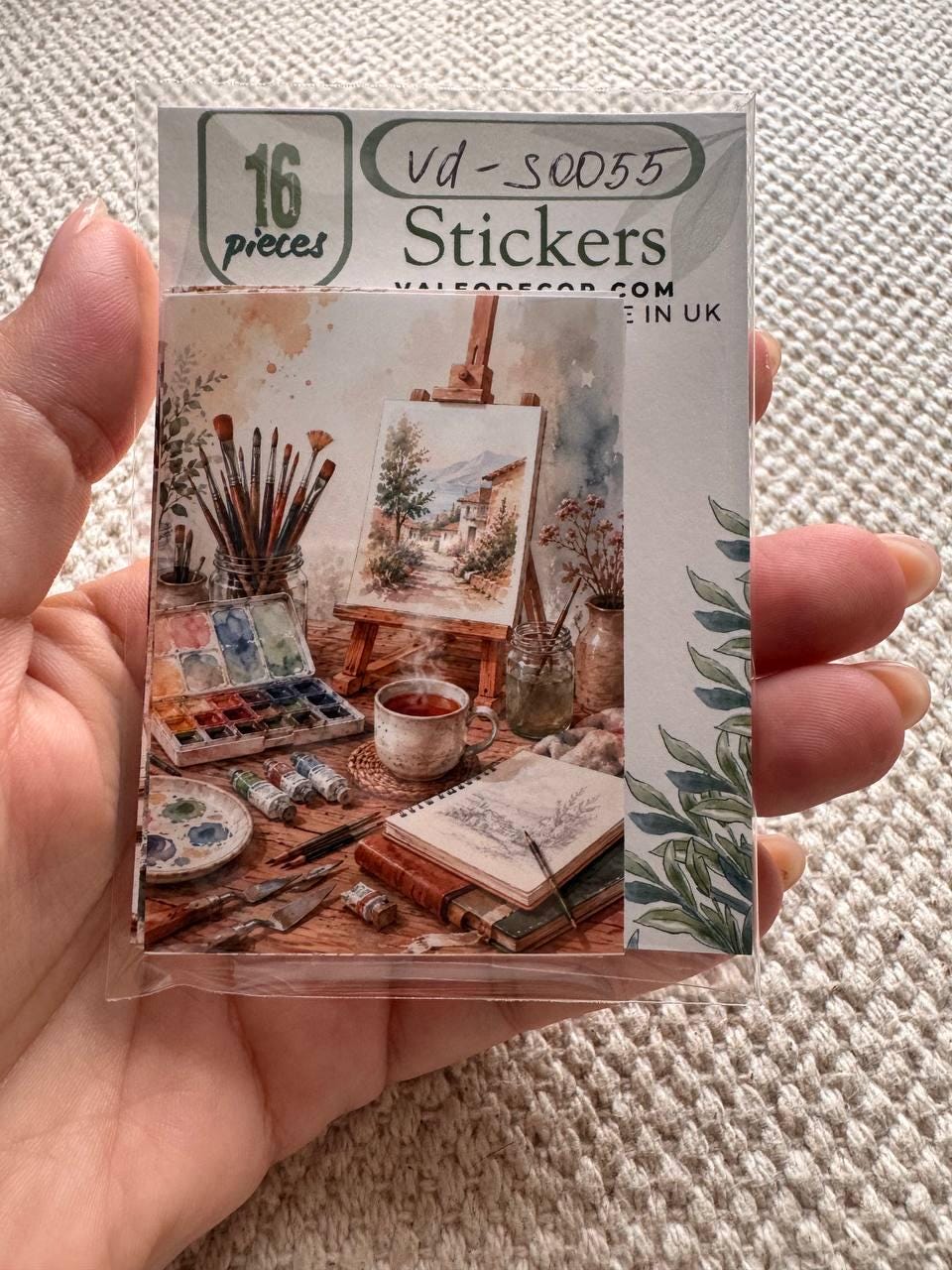 Artist Studio Stickers Set of 16, Watercolor Art Supplies Stickers, Painting Journal Stickers, Scrapbooking, Handmade UK Decor
