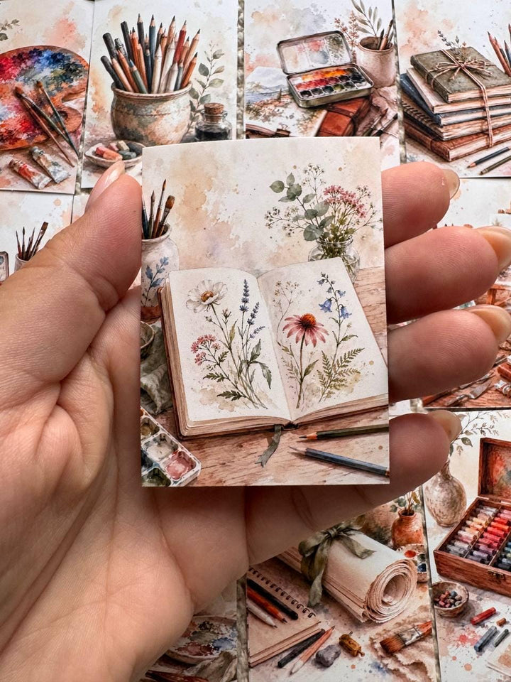 Artist Studio Stickers Set of 16, Watercolor Art Supplies Stickers, Painting Journal Stickers, Scrapbooking, Handmade UK Decor