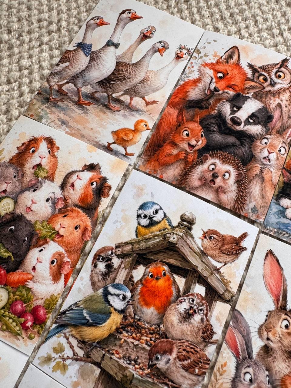 Cute Woodland Animal Stickers Set of 16, Funny Forest Friends, Watercolor Animal Stickers, Scrapbooking, Handmade UK Decor