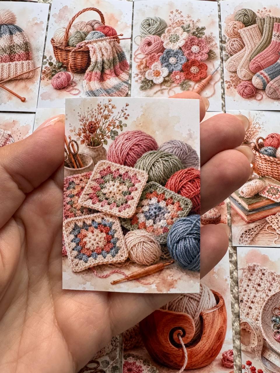 Knitting & Crochet Stickers Set of 16, Cozy Yarn Watercolor Stickers, Crochet Journal Stickers, Handmade UK, Craft Lover Gift