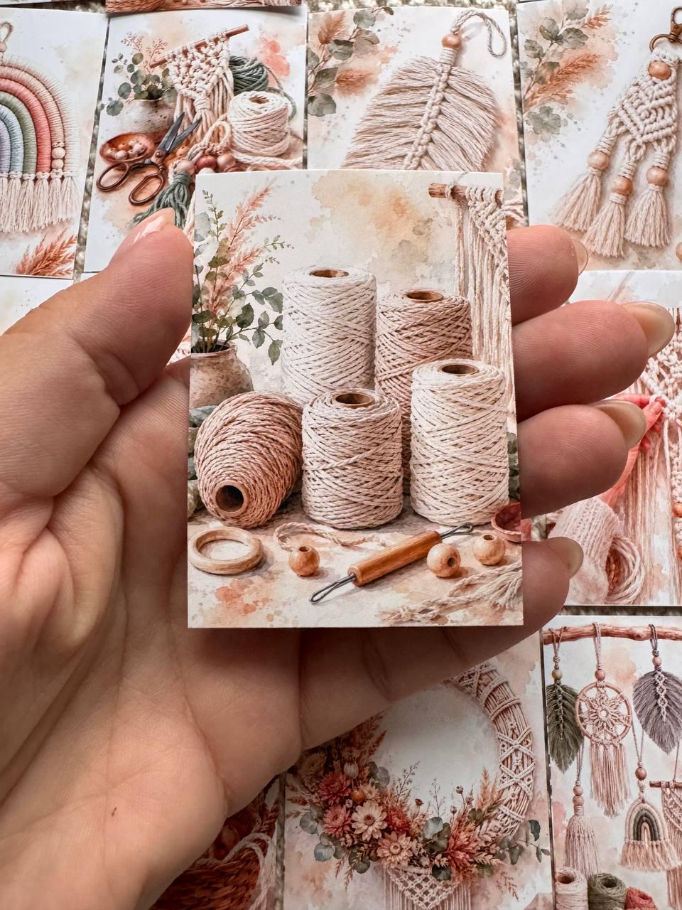 Macrame Stickers Set of 16, Boho Macrame Watercolor Stickers, Fiber Art Craft Stickers, Junk Journal, Handmade in the UK Decor