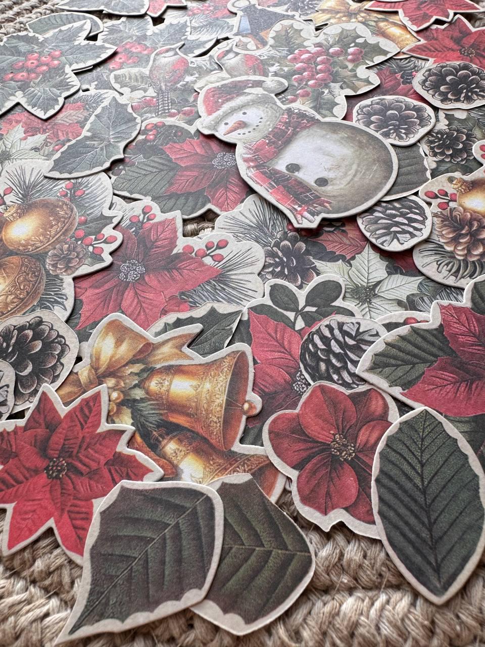 58 Christmas Ephemera, Nostalgic Christmas Die Cut Cardstock Pieces, Junk Journal Supplies, NOT Stickers