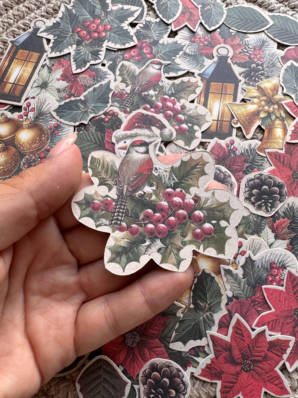 58 Christmas Ephemera, Nostalgic Christmas Die Cut Cardstock Pieces, Junk Journal Supplies, NOT Stickers
