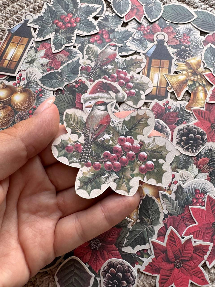 58 Christmas Ephemera, Nostalgic Christmas Die Cut Cardstock Pieces, Junk Journal Supplies, NOT Stickers