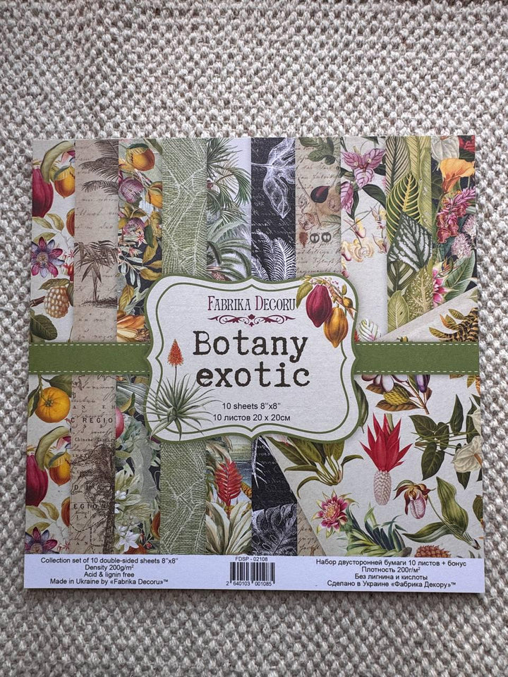 Botany Exotic Scrapbook Paper Pad 8x8, Double-Sided Botanical Paper, Tropical Paper for Junk Journal Crafts