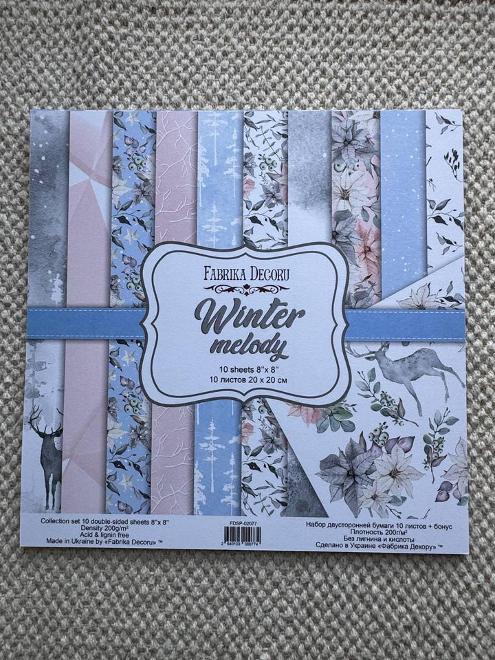 Winter Melody Scrapbook Paper 8x8, Double-Sided Winter Paper, Christmas Junk Journal & Card Making Supplies