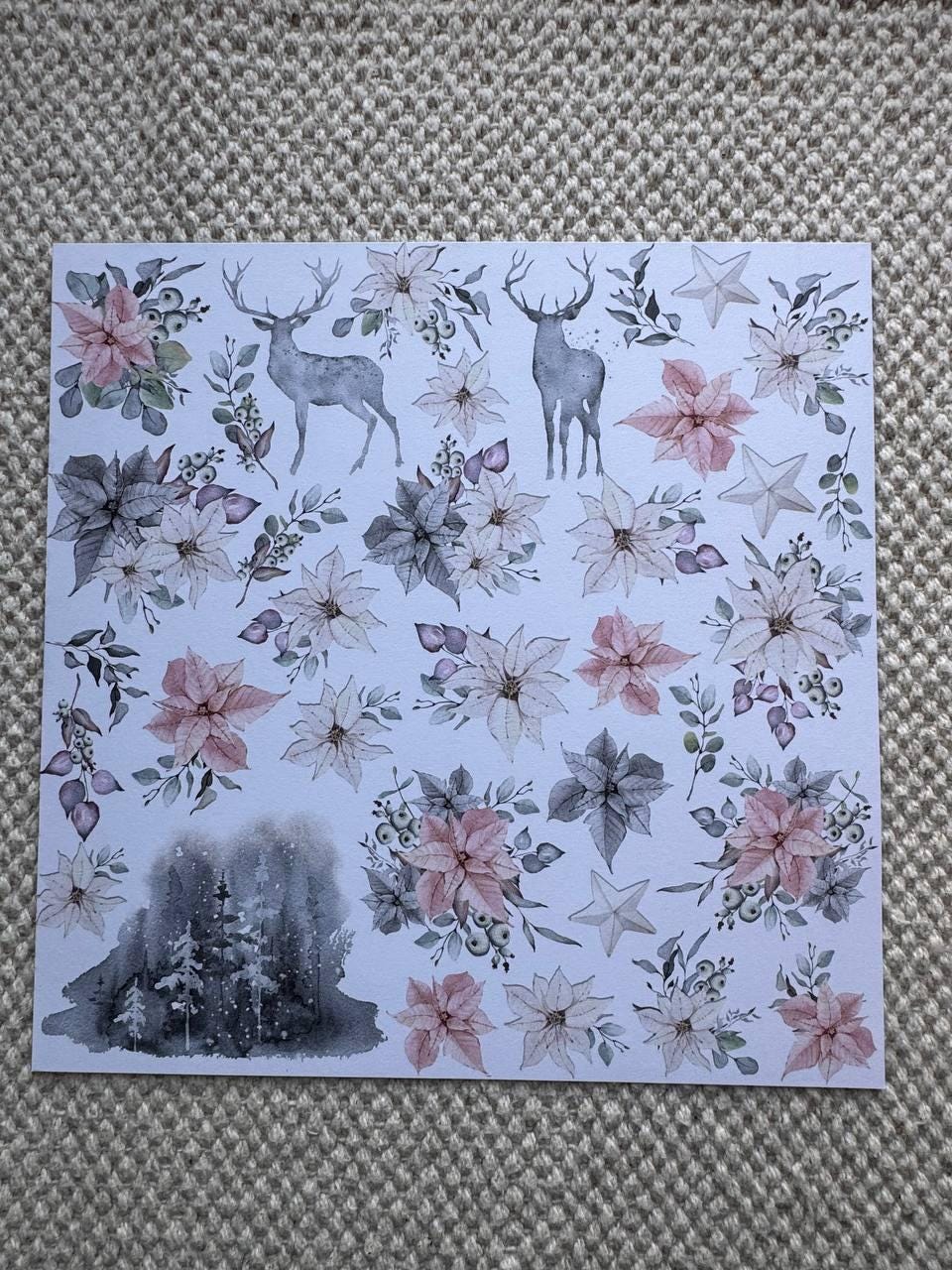 Winter Melody Scrapbook Paper 8x8, Double-Sided Winter Paper, Christmas Junk Journal & Card Making Supplies