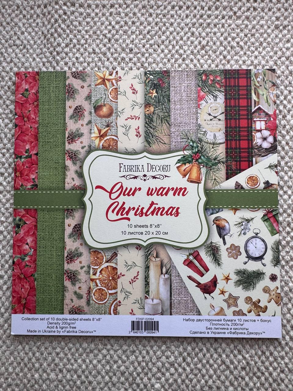 Our Warm Christmas Scrapbook Paper 8x8, Double Sided Christmas Paper, Junk Journal Card Making Craft Supplies