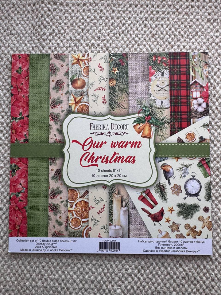 Our Warm Christmas Scrapbook Paper 8x8, Double Sided Christmas Paper, Junk Journal Card Making Craft Supplies