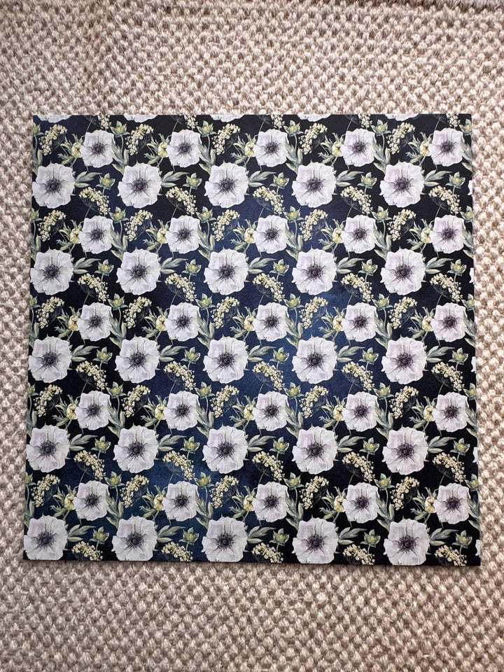 Night Garden Scrapbook Paper 8x8, Double Sided Floral Botanical Paper, Junk Journal Card Making Craft Supplies