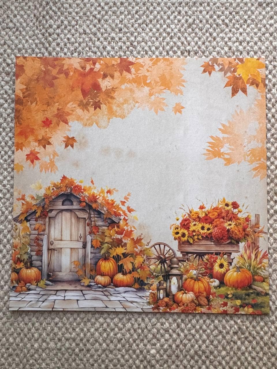 Bright Autumn Scrapbook Paper 8x8, Double Sided Autumn Paper, Fall Botanical Junk Journal Card Making Supplies