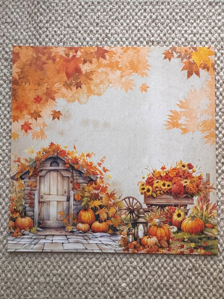 Bright Autumn Scrapbook Paper 8x8, Double Sided Autumn Paper, Fall Botanical Junk Journal Card Making Supplies