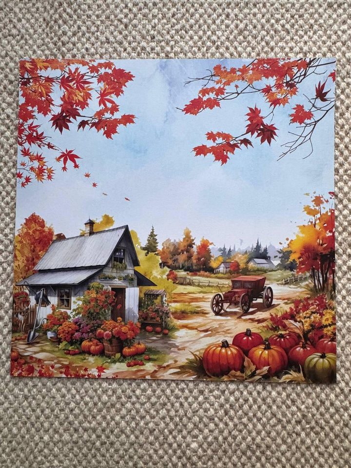 Bright Autumn Scrapbook Paper 8x8, Double Sided Autumn Paper, Fall Botanical Junk Journal Card Making Supplies