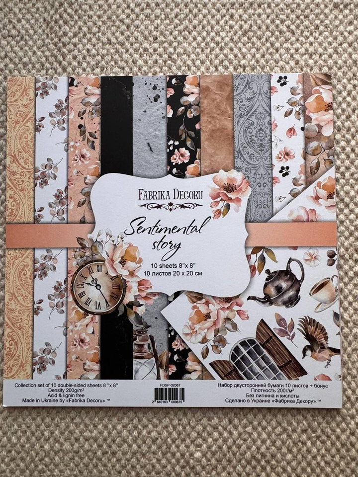 Sentimental Story Scrapbook Paper 8x8, Double Sided Vintage Floral Paper, Junk Journal Card Making Supplies