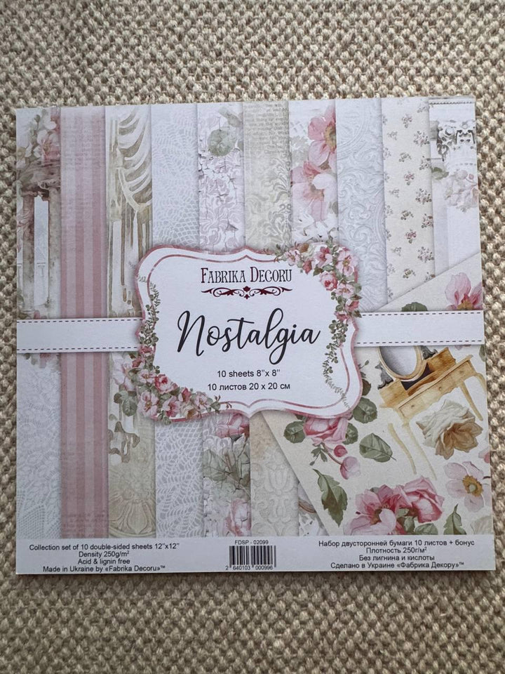 Nostalgia Scrapbook Paper 8x8, Double Sided Vintage Floral Paper, Shabby Chic Junk Journal Craft Supplies