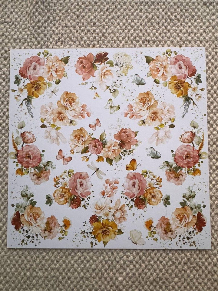 Nostalgia Scrapbook Paper 12x12, Double Sided Vintage Floral Paper, Shabby Chic Junk Journal Craft Supplies