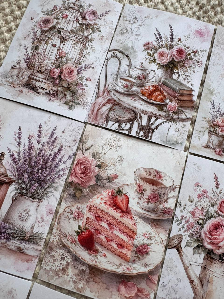 16 Vintage Floral Stickers, Shabby Chic Rose Stickers, Cottagecore Garden, French Vintage Scrapbook, Junk Journal & Card Making