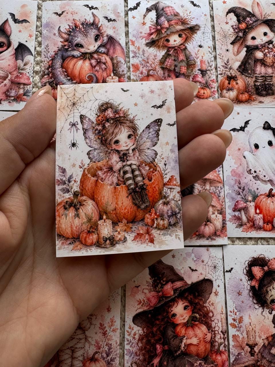 16 Cute Halloween Stickers, Whimsical Witch Animals, Pumpkin & Ghost Stickers, Autumn Scrapbook, Junk Journal, Halloween Crafts