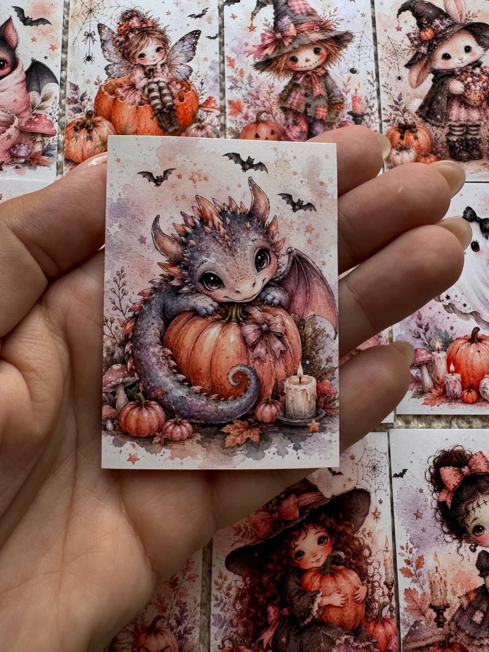 16 Cute Halloween Stickers, Whimsical Witch Animals, Pumpkin & Ghost Stickers, Autumn Scrapbook, Junk Journal, Halloween Crafts