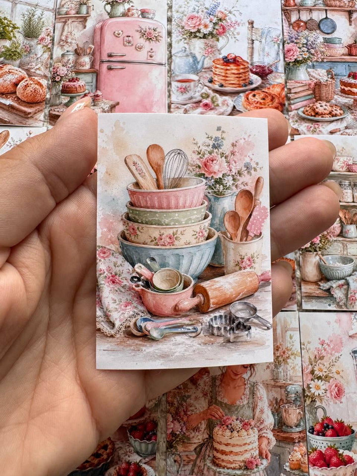 16 Vintage Baking Stickers, Cottage Kitchen Stickers, Floral Bakery & Cake Stickers, Junk Journal, Scrapbook, Cottagecore Craft