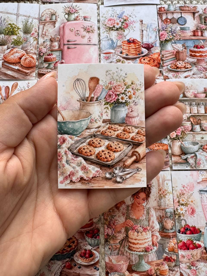 16 Vintage Baking Stickers, Cottage Kitchen Stickers, Floral Bakery & Cake Stickers, Junk Journal, Scrapbook, Cottagecore Craft