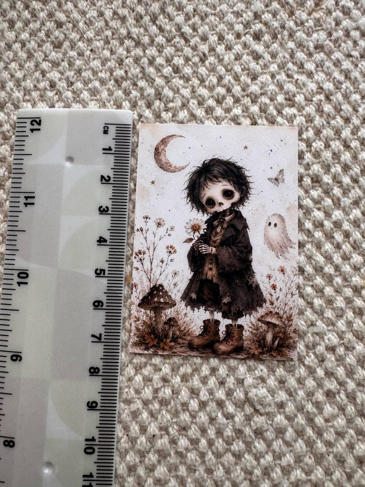 16 Gothic Halloween Stickers, Vintage Witchy Animals, Ghost Raven Bunny Cat Stickers, Junk Journal Scrapbook, Dark Cottagecore