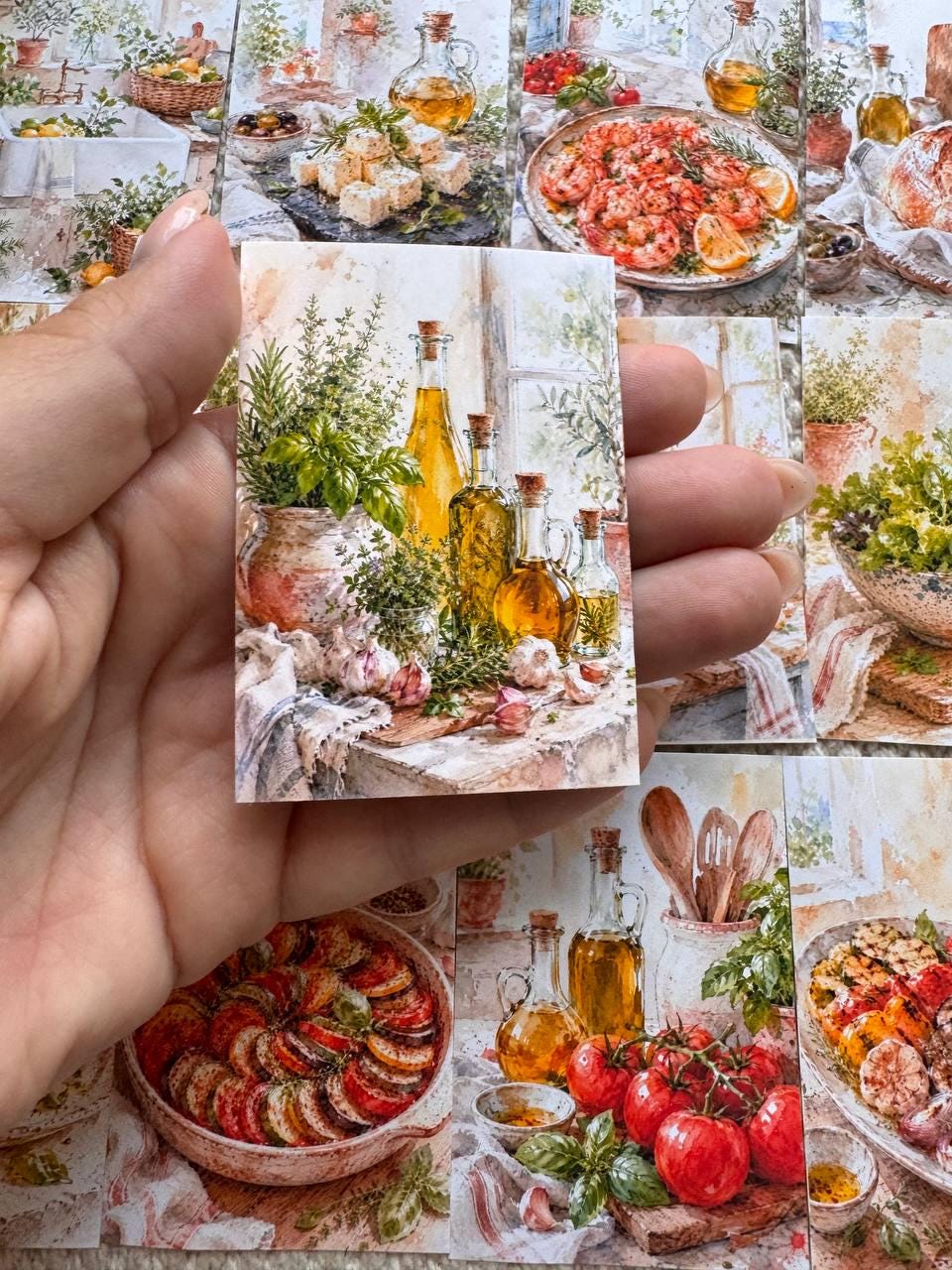 16 Mediterranean Food Stickers, Italian Kitchen & Cooking Stickers, Vegetables, Rustic Food, Junk Journal Scrapbook Planner Supplies