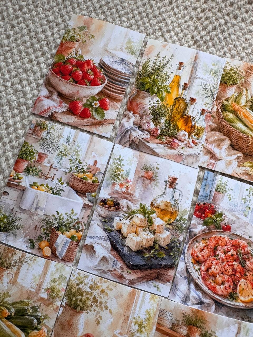 16 Mediterranean Food Stickers, Italian Kitchen & Cooking Stickers, Vegetables, Rustic Food, Junk Journal Scrapbook Planner Supplies