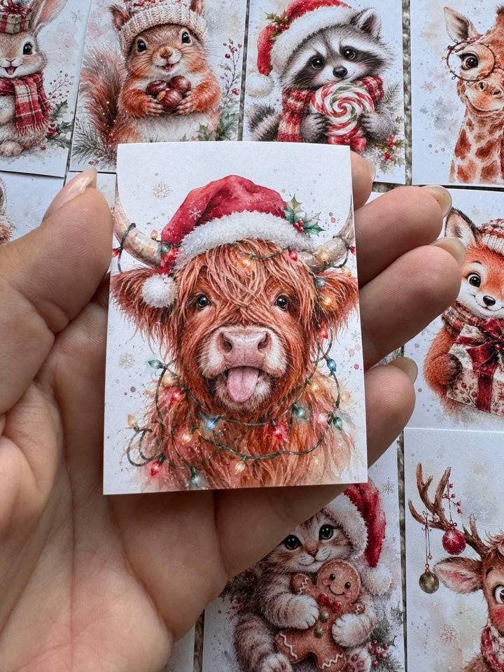 16 Cute Christmas Animal Stickers, Watercolour Festive Animals, Reindeer Fox Cat Koala, Junk Journal Scrapbook Christmas Craft Supplies
