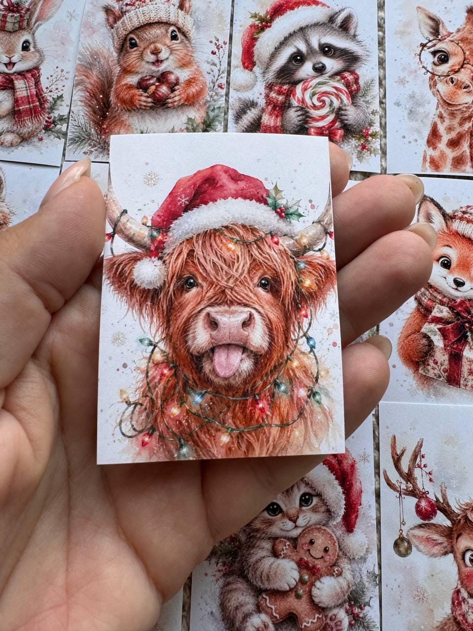 16 Cute Christmas Animal Stickers, Watercolour Festive Animals, Reindeer Fox Cat Koala, Junk Journal Scrapbook Christmas Craft Supplies