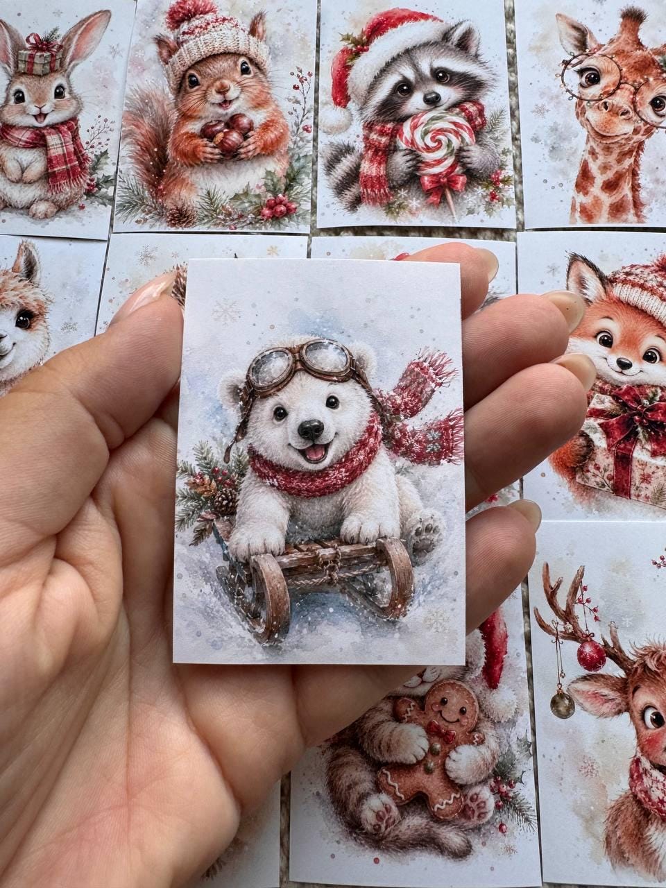 16 Cute Christmas Animal Stickers, Watercolour Festive Animals, Reindeer Fox Cat Koala, Junk Journal Scrapbook Christmas Craft Supplies