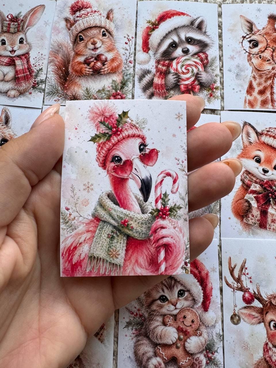 16 Cute Christmas Animal Stickers, Watercolour Festive Animals, Reindeer Fox Cat Koala, Junk Journal Scrapbook Christmas Craft Supplies