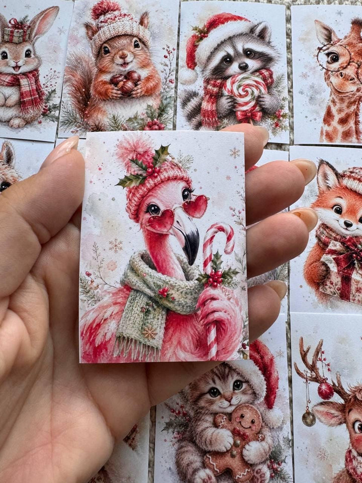 16 Cute Christmas Animal Stickers, Watercolour Festive Animals, Reindeer Fox Cat Koala, Junk Journal Scrapbook Christmas Craft Supplies