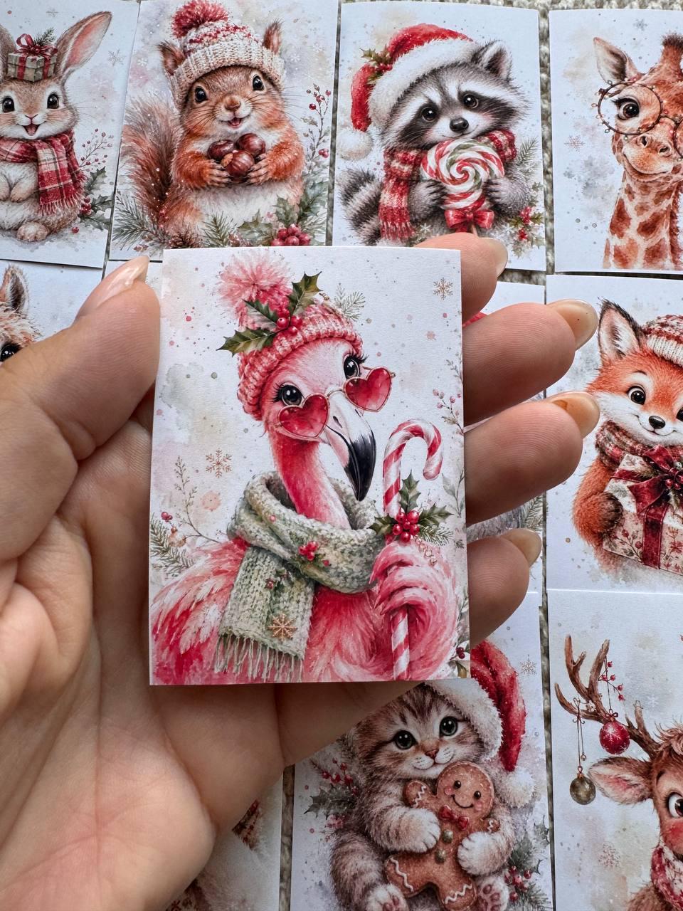 16 Cute Christmas Animal Stickers, Watercolour Festive Animals, Reindeer Fox Cat Koala, Junk Journal Scrapbook Christmas Craft Supplies