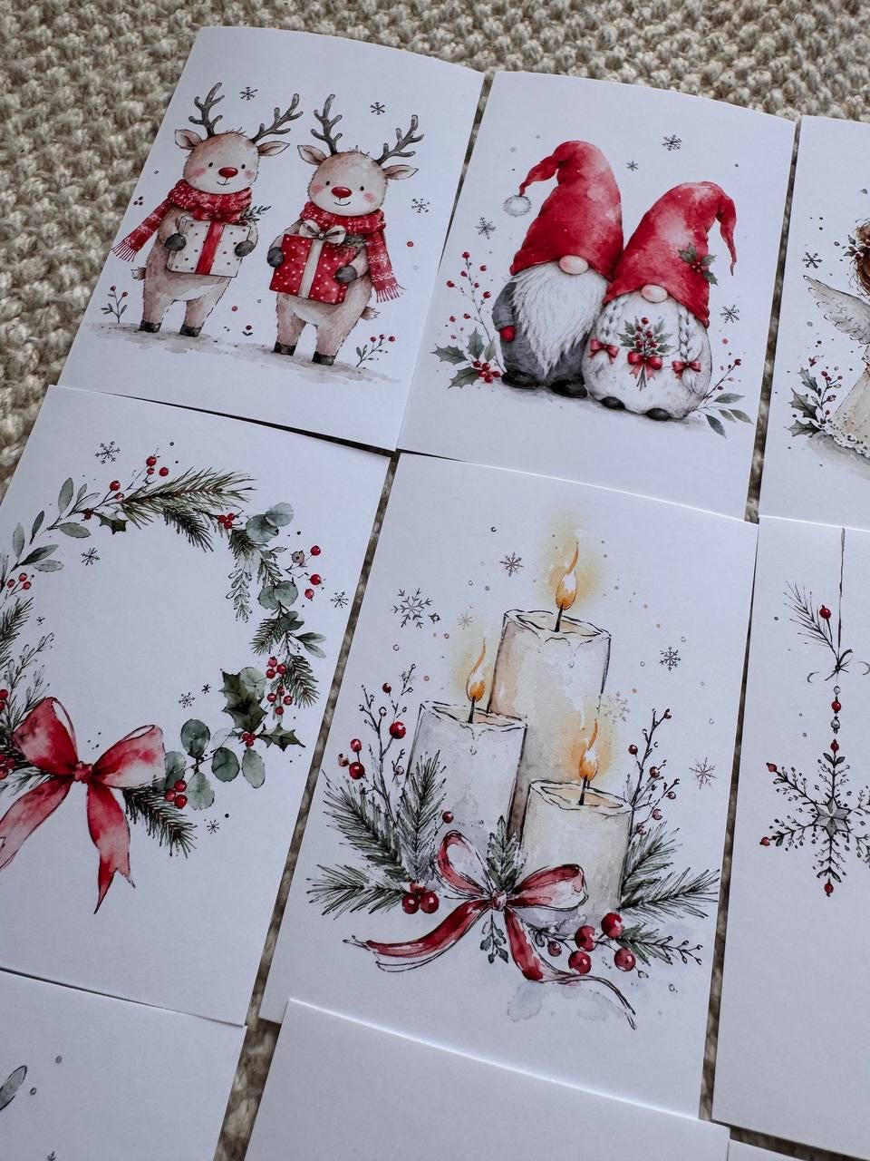 16 Christmas Stickers, Cute Winter Animals, Red White Xmas Stickers, Watercolour Festive Junk Journal Scrapbook Planner Craft Supplies
