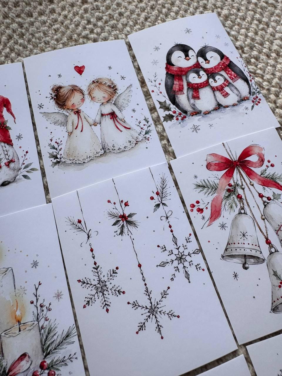 16 Christmas Stickers, Cute Winter Animals, Red White Xmas Stickers, Watercolour Festive Junk Journal Scrapbook Planner Craft Supplies