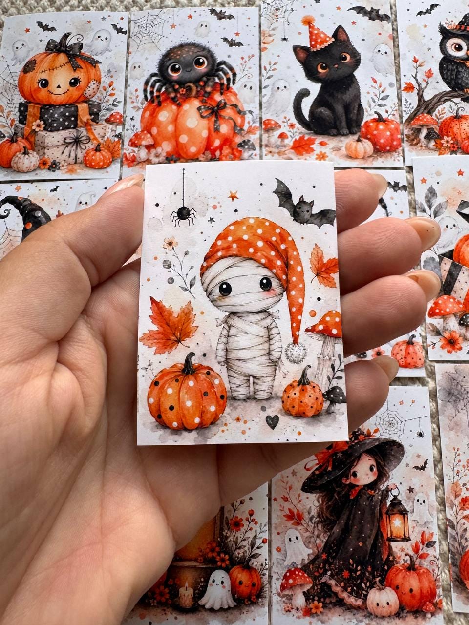 16 Cute Halloween Stickers, Pumpkin Ghost Witch Black Cat Stickers, Spooky Autumn Scrapbook Junk Journal Planner Craft Supplies