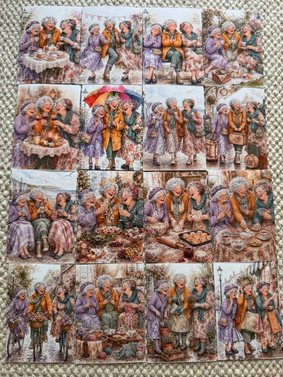 Vintage Friendship Stickers Set of 16, Happy Grandmas Watercolor Stickers, Junk Journal, Scrapbook, Handmade in the UK Decor
