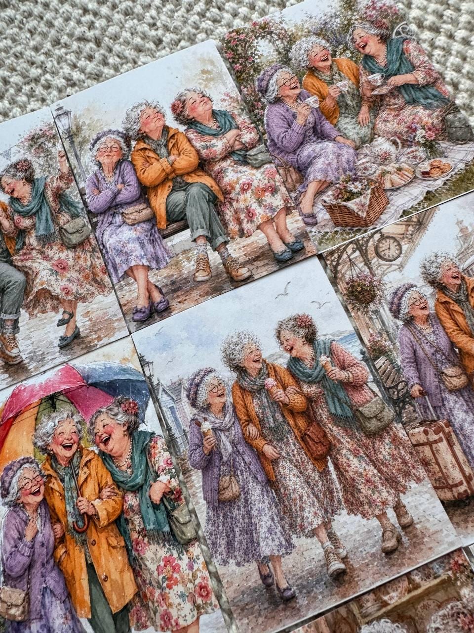 Vintage Friendship Stickers Set of 16, Happy Grandmas Watercolor Stickers, Junk Journal, Scrapbook, Handmade in the UK Decor