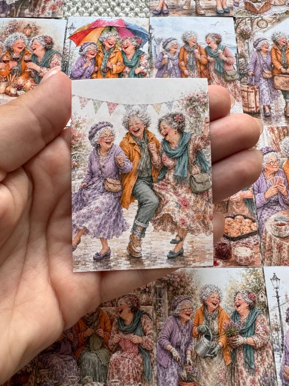 Vintage Friendship Stickers Set of 16, Happy Grandmas Watercolor Stickers, Junk Journal, Scrapbook, Handmade in the UK Decor