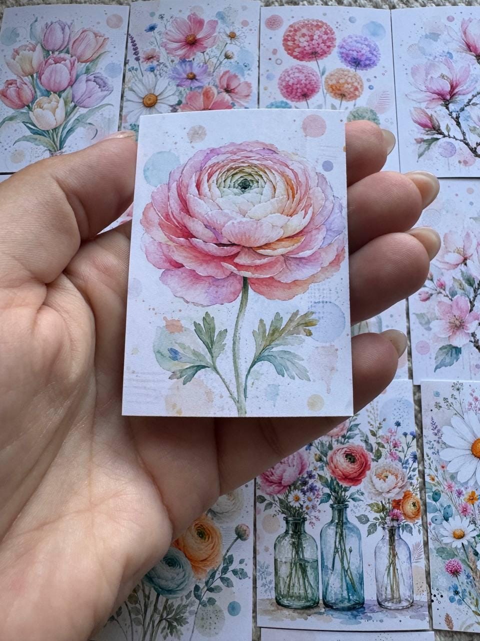 Vintage Watercolor Floral Stickers Set of 16, Cottagecore Flower Stickers, Junk Journal, Scrapbook, Handmade in the UK Decor