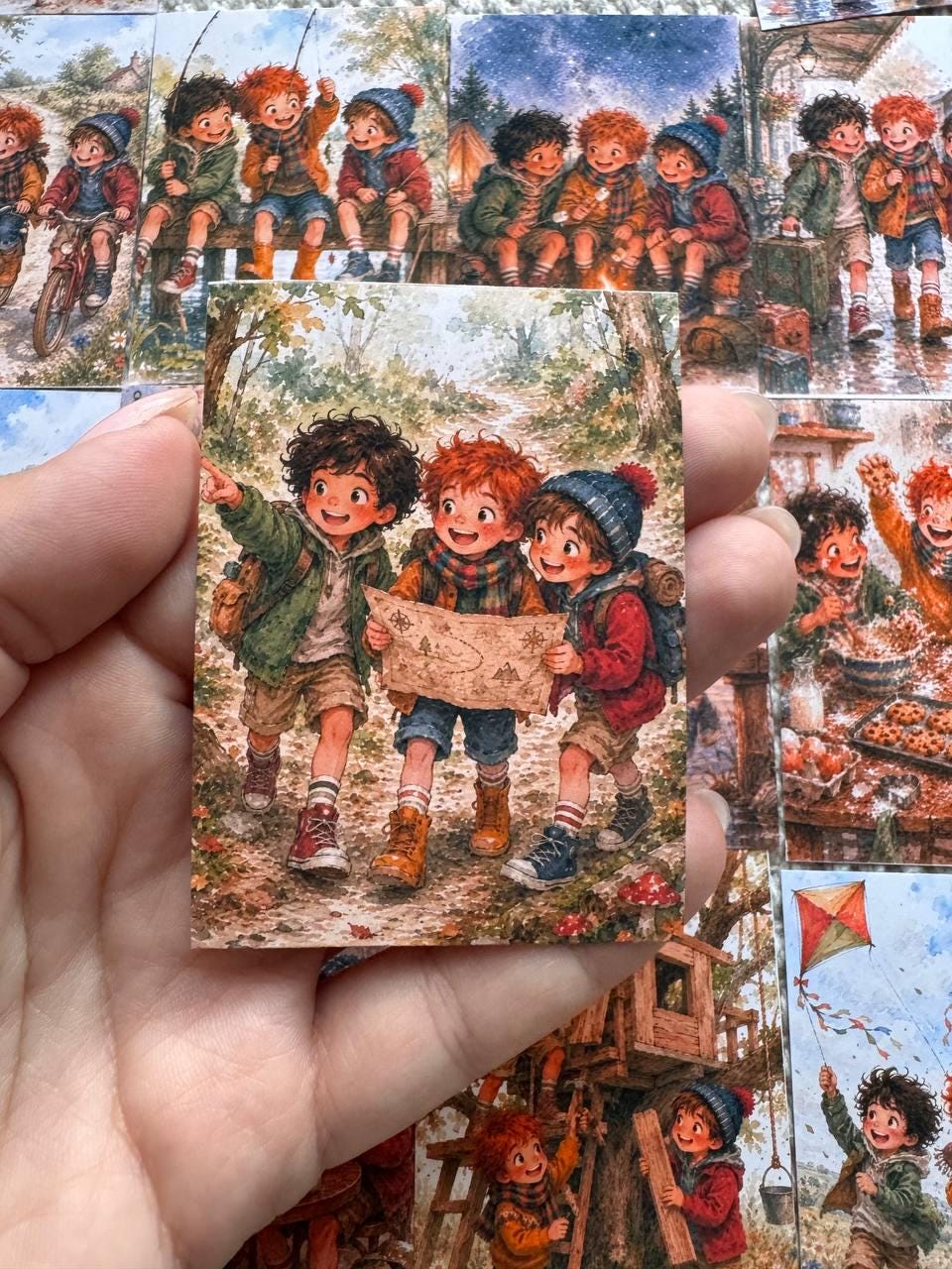 Vintage Boys Friendship Stickers Set of 16, Watercolor Adventure Kids Stickers, Junk Journal, Scrapbook, Handmade in the UK Decor
