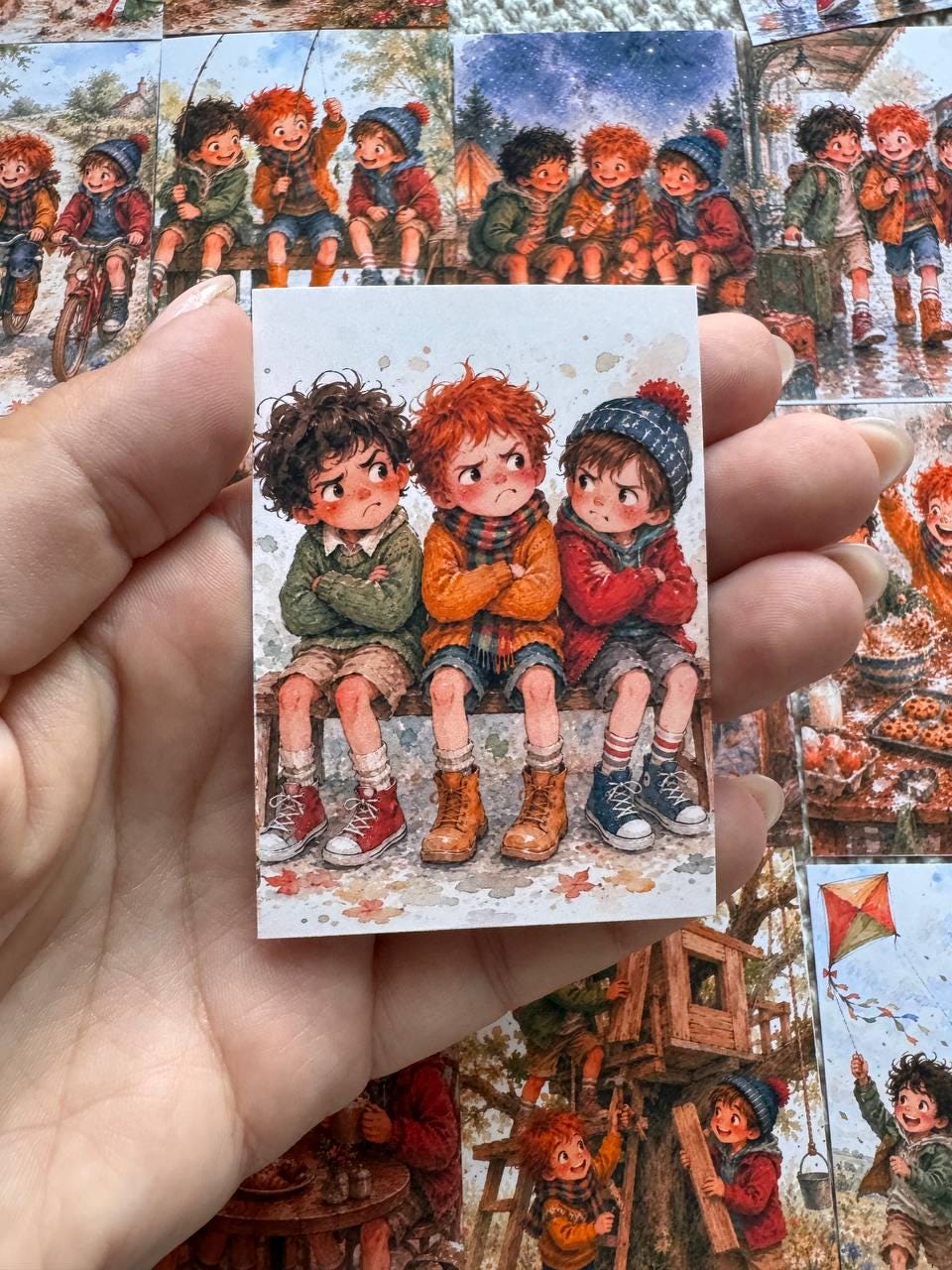 Vintage Boys Friendship Stickers Set of 16, Watercolor Adventure Kids Stickers, Junk Journal, Scrapbook, Handmade in the UK Decor