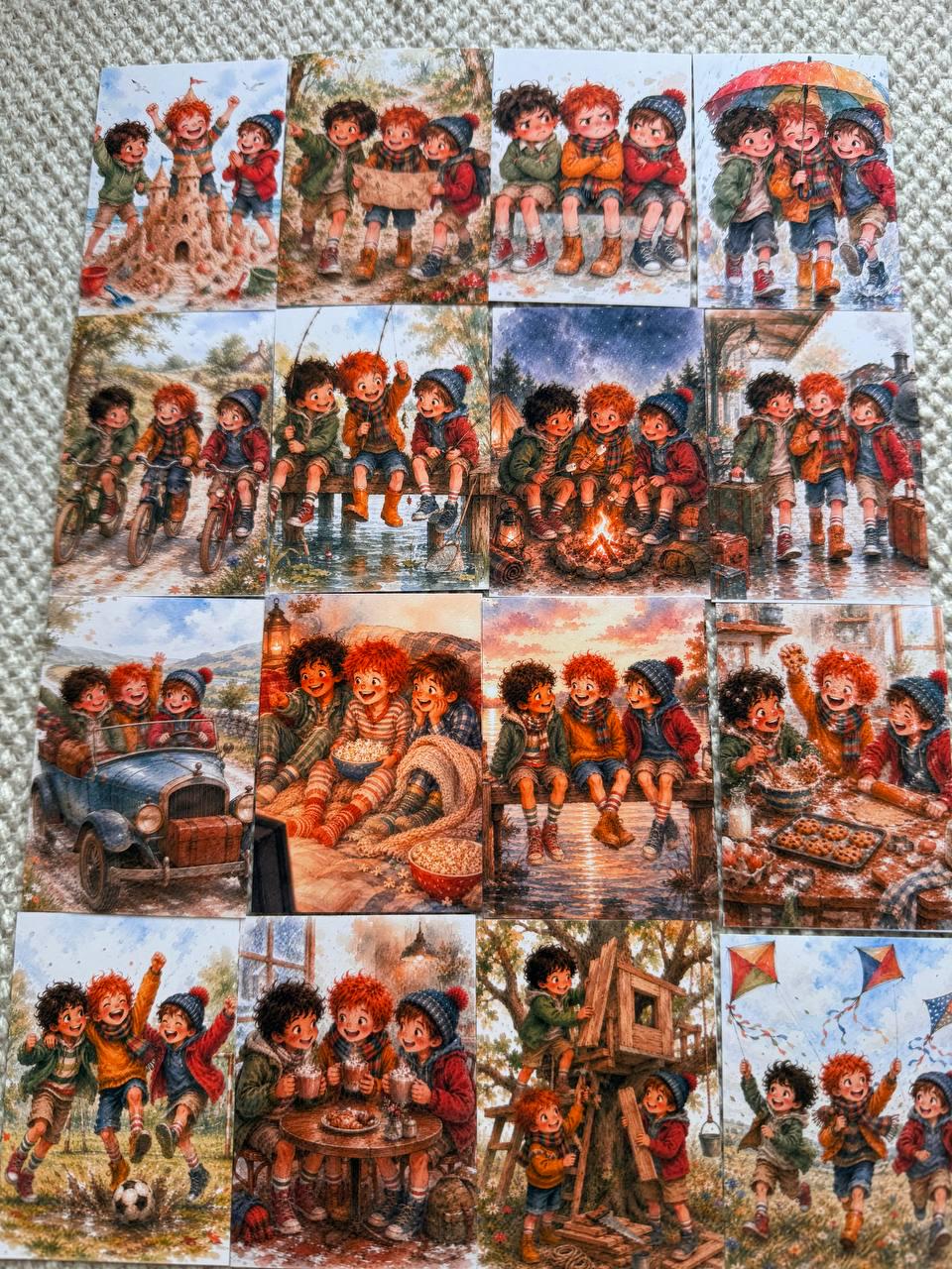 Vintage Boys Friendship Stickers Set of 16, Watercolor Adventure Kids Stickers, Junk Journal, Scrapbook, Handmade in the UK Decor