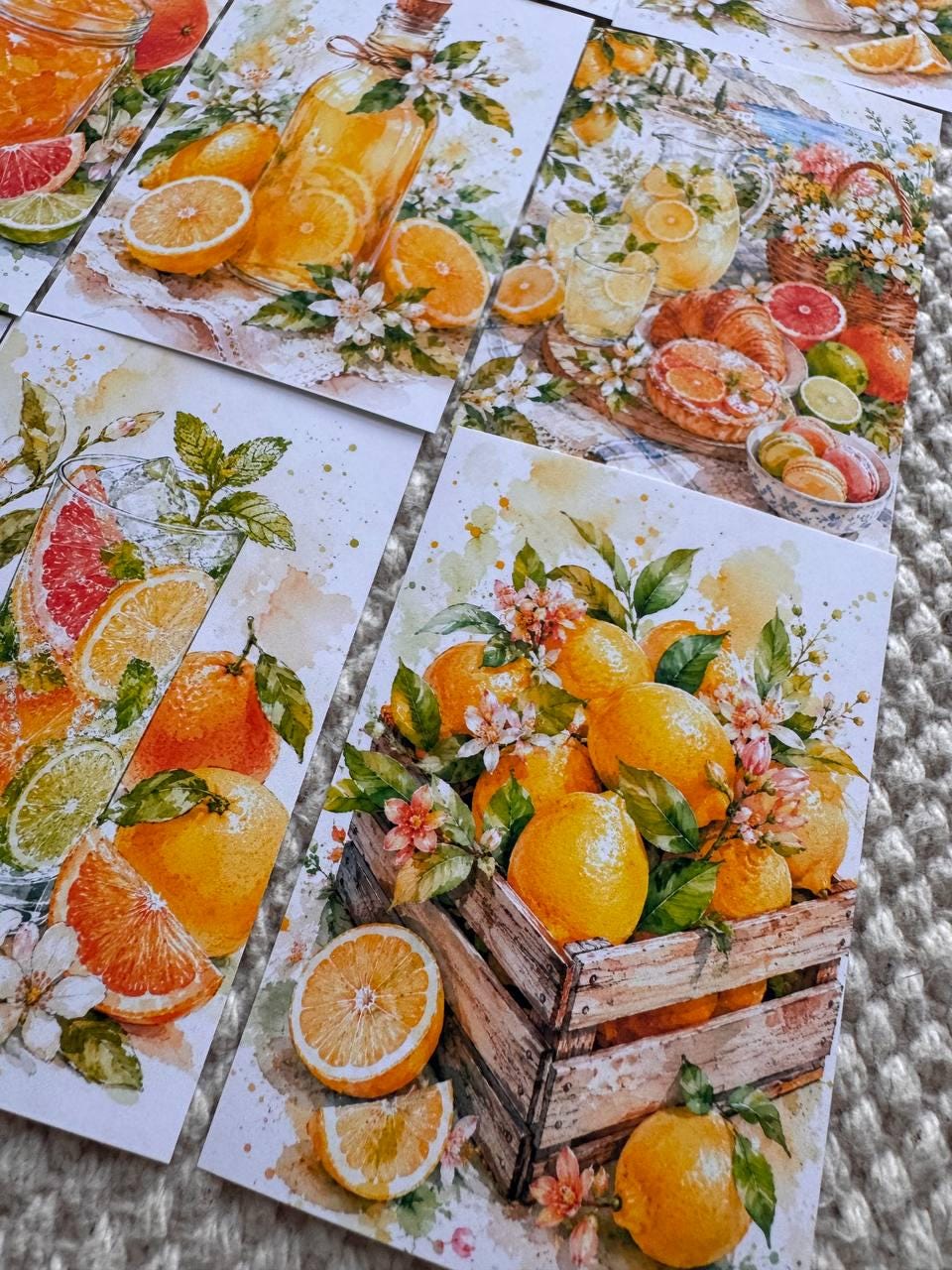 Citrus Dessert Stickers Set of 16, Watercolor Lemon Cake & Orange Bakery Stickers, Junk Journal, Handmade in the UK Decor