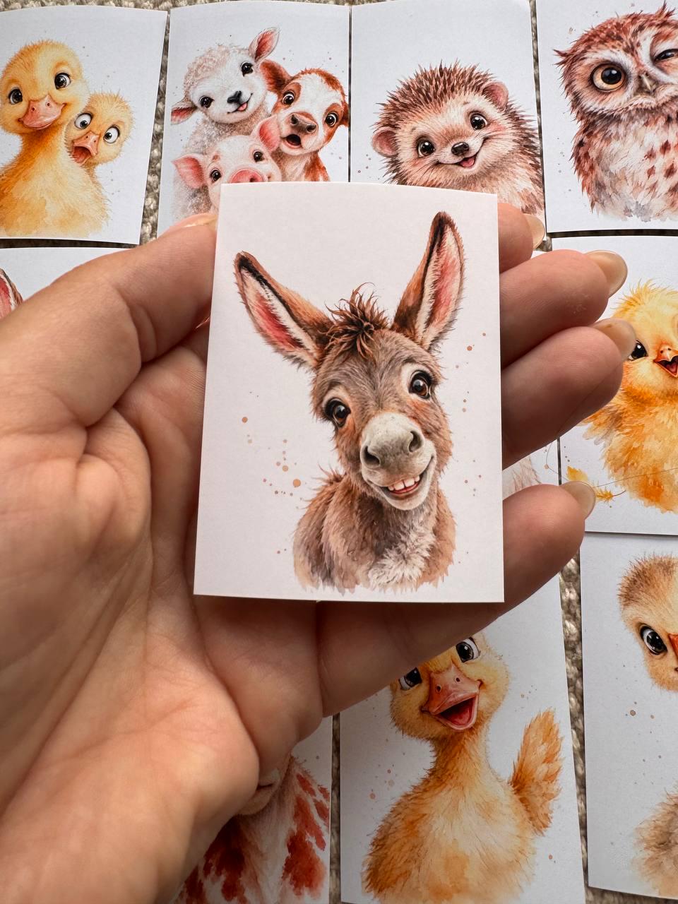 16 Funny Farm Animal Stickers, Cute Watercolour Animals, Duck Cow Pig Donkey Sheep Stickers, Journal Scrapbook Craft Stickers UK